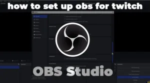 A screenshot showing how to set up OBS for Twitch with scenes, sources, and audio configured for a stream.