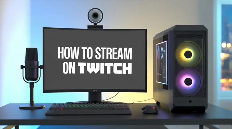 A complete setup showing the essential equipment for learning how to stream on twitch