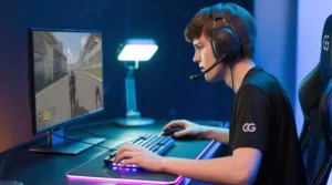 A gamer achieving a lag-free gaming experience with an optimal setup.