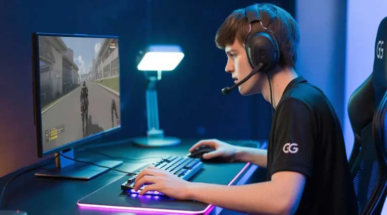 A gamer achieving a lag-free gaming experience with an optimal setup.