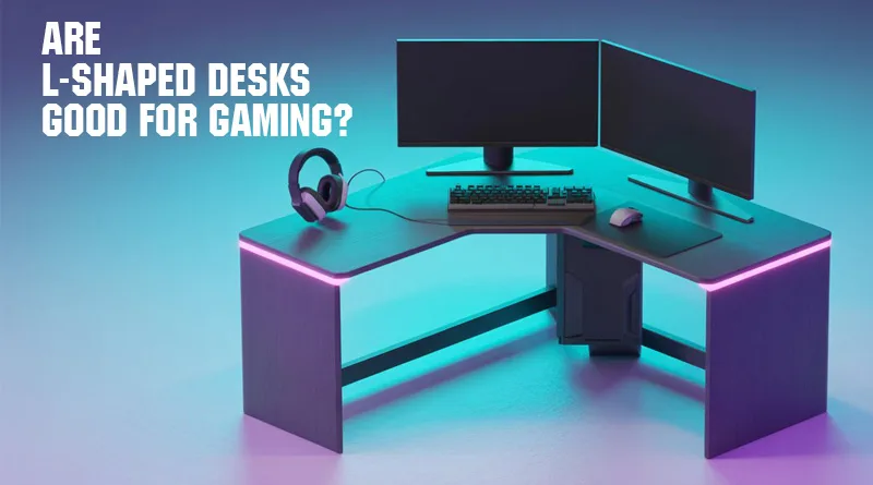 A beautiful L-shaped desk setup, illustrating why L-shaped desks are good for gaming.