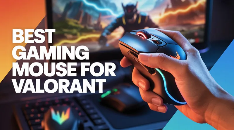 A gamer holding the best gaming mouse for Valorant, ready to play with their PC setup in the background