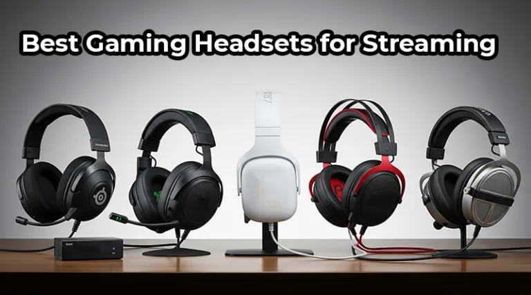 A photo of the best gaming headsets for streaming in 2025, featuring top-rated models from SteelSeries, Razer, Logitech, and HyperX.