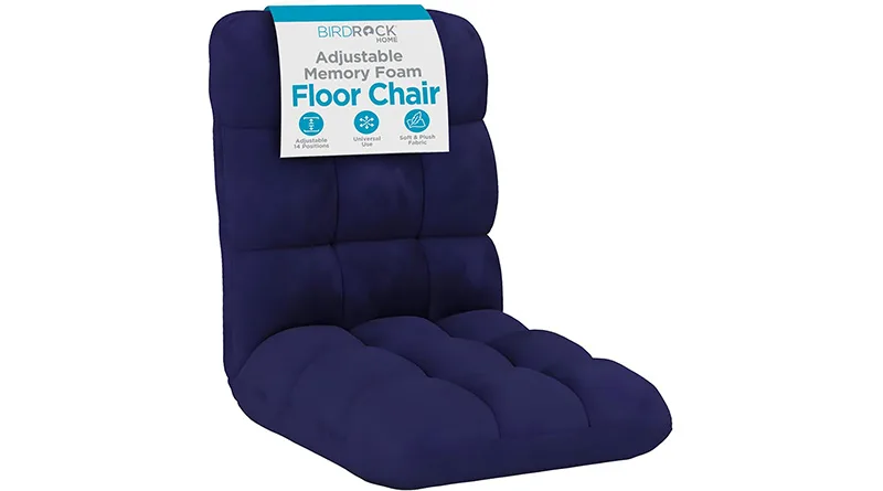 The blue BIRDROCK HOME Adjustable Memory Foam Floor Chair, a versatile and multi-positional option for the best floor gaming chairs.