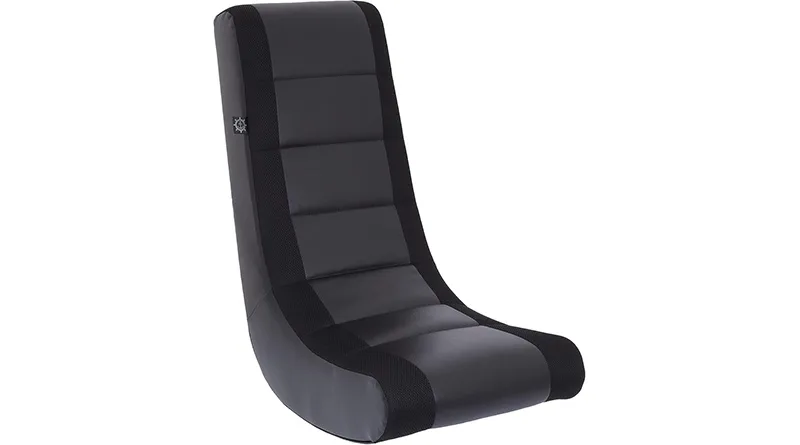 The Crew Furniture Classic Video Rocker in black, an affordable and lightweight option on the list of best floor gaming chairs.