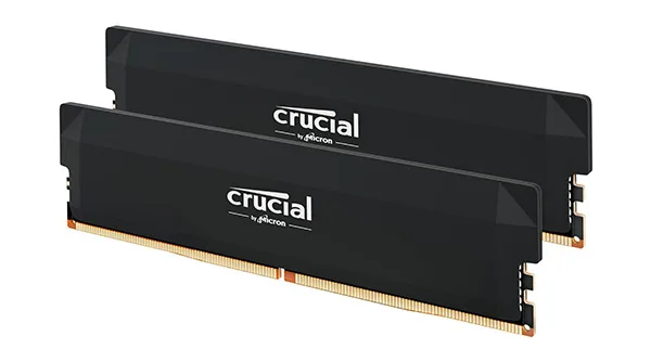 The Crucial Pro DDR5 RAM kit, the best value DDR5 RAM for non-RGB gaming builds, with its minimalist design.