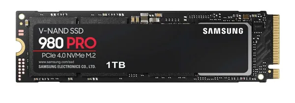 The Samsung 980 Pro, the best premium 1TB SSD for gaming, known for its high-end performance and reliability.
