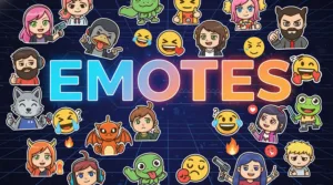The Ultimate Guide to Emotes, showing a collage of popular emotes from Twitch, Discord, and Fortnite.