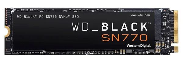 The WD_BLACK SN770, a fast and efficient 1TB SSD for gaming with a DRAM-less design.