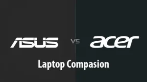 A side-by-side view of an ASUS TUF Gaming laptop and an Acer Nitro gaming laptop, showing a detailed ASUS vs Acer Laptop comparison.