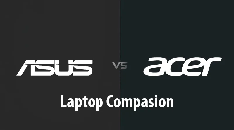 A side-by-side view of an ASUS TUF Gaming laptop and an Acer Nitro gaming laptop, showing a detailed ASUS vs Acer Laptop comparison.