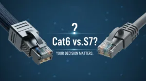 A comparison of a Cat 6 and Cat 7 best ethernet cable for gaming, highlighting the difference in their shielding and construction.