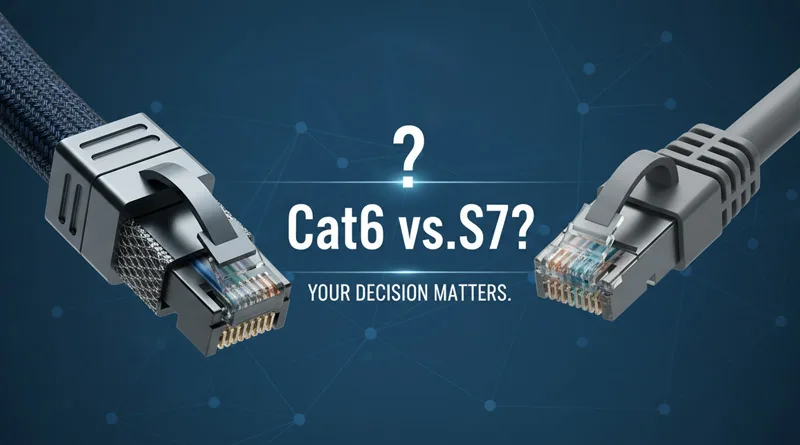 A comparison of a Cat 6 and Cat 7 best ethernet cable for gaming, highlighting the difference in their shielding and construction.