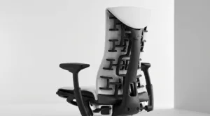 The Herman Miller Embody Gaming Chair, showcasing the unique ergonomic back support design for a supportive best ergonomic gaming chair for a heavy person.