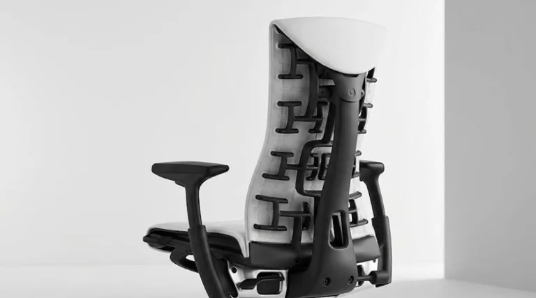 The Herman Miller Embody Gaming Chair, showcasing the unique ergonomic back support design for a supportive best ergonomic gaming chair for a heavy person.