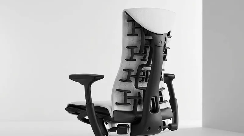 The Herman Miller Embody Gaming Chair, showcasing the unique ergonomic back support design for a supportive best ergonomic gaming chair for a heavy person.