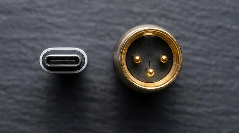 A side-by-side view of a USB plug and an XLR cable to help users choose the Best Gaming Mic connection.